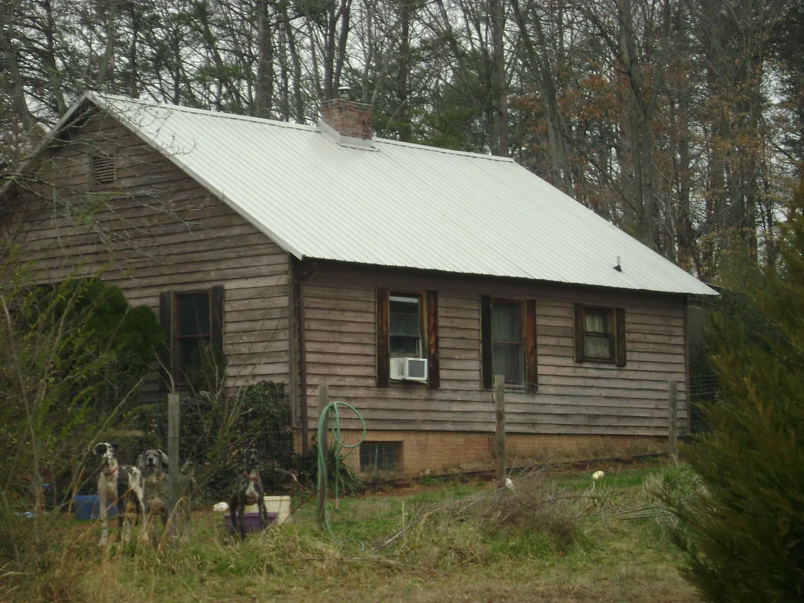 White metal roof on an old wood sided farmhouse, from a Asphalt Shingle Roof Repair job in Saint Edward